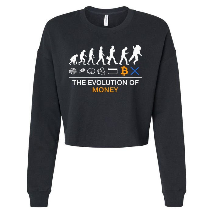 The Evolution Of Money Funny Bitcoin Ripple Xrp To The Moon Cropped Pullover Crew