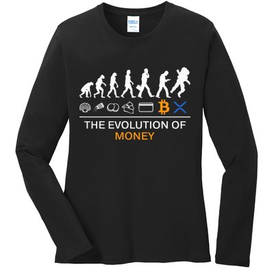 The Evolution Of Money Funny Bitcoin Ripple Xrp To The Moon Ladies Long Sleeve Shirt