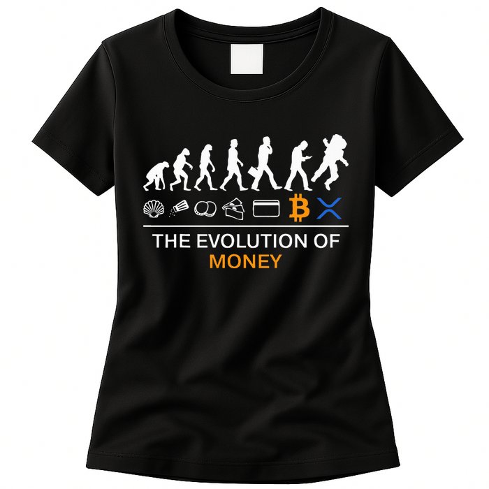 The Evolution Of Money Funny Bitcoin Ripple Xrp To The Moon Womens T-Shirt