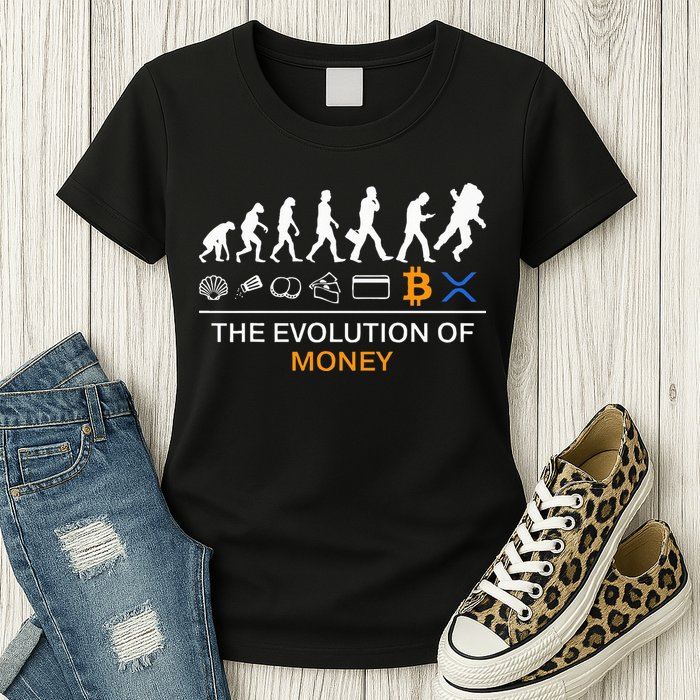 The Evolution Of Money Funny Bitcoin Ripple Xrp To The Moon Womens T-Shirt
