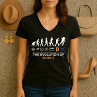 The Evolution Of Money Funny Bitcoin Ripple Xrp To The Moon Women's V-Neck T-Shirt