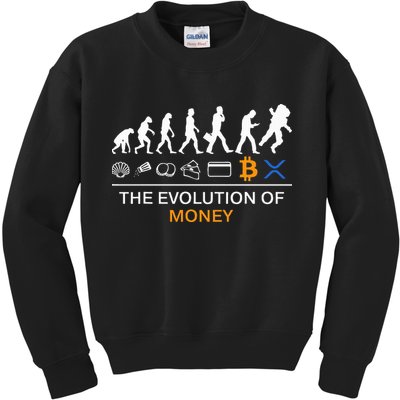 The Evolution Of Money Funny Bitcoin Ripple Xrp To The Moon Kids Sweatshirt
