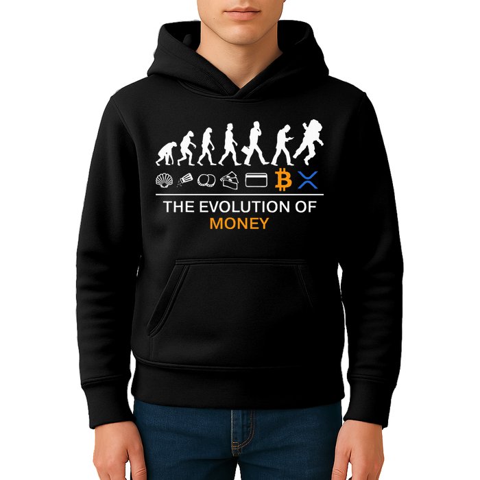 The Evolution Of Money Funny Bitcoin Ripple Xrp To The Moon Kids Hoodie