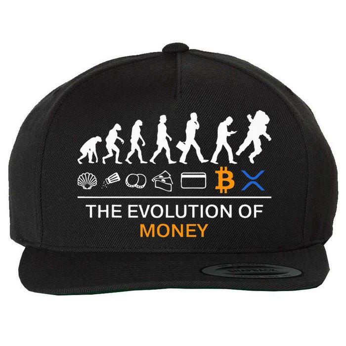 The Evolution Of Money Funny Bitcoin Ripple Xrp To The Moon Wool Snapback Cap