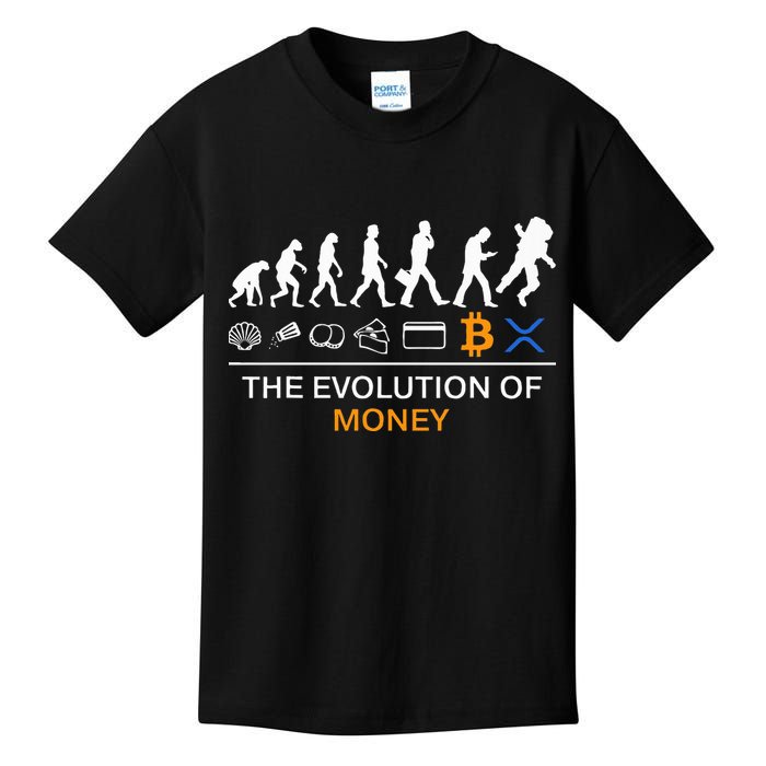 The Evolution Of Money Funny Bitcoin Ripple Xrp To The Moon Kids T-Shirt