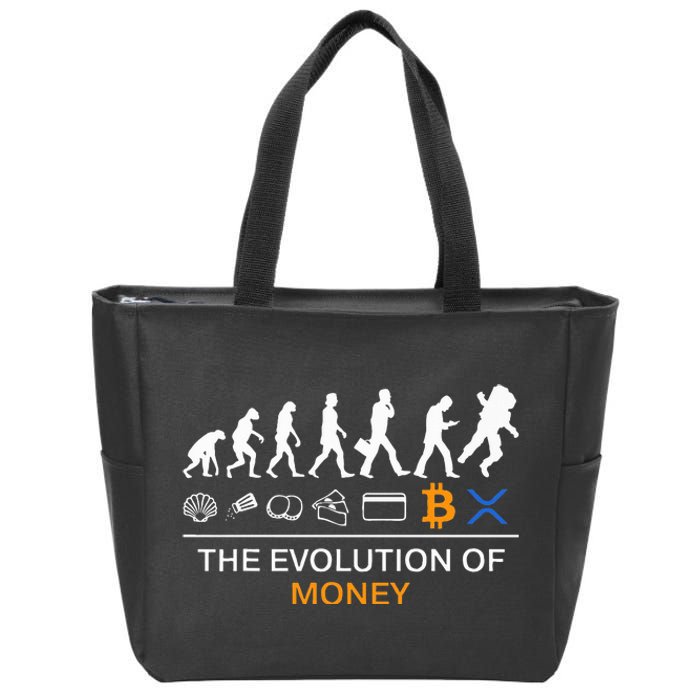 The Evolution Of Money Funny Bitcoin Ripple Xrp To The Moon Zip Tote Bag