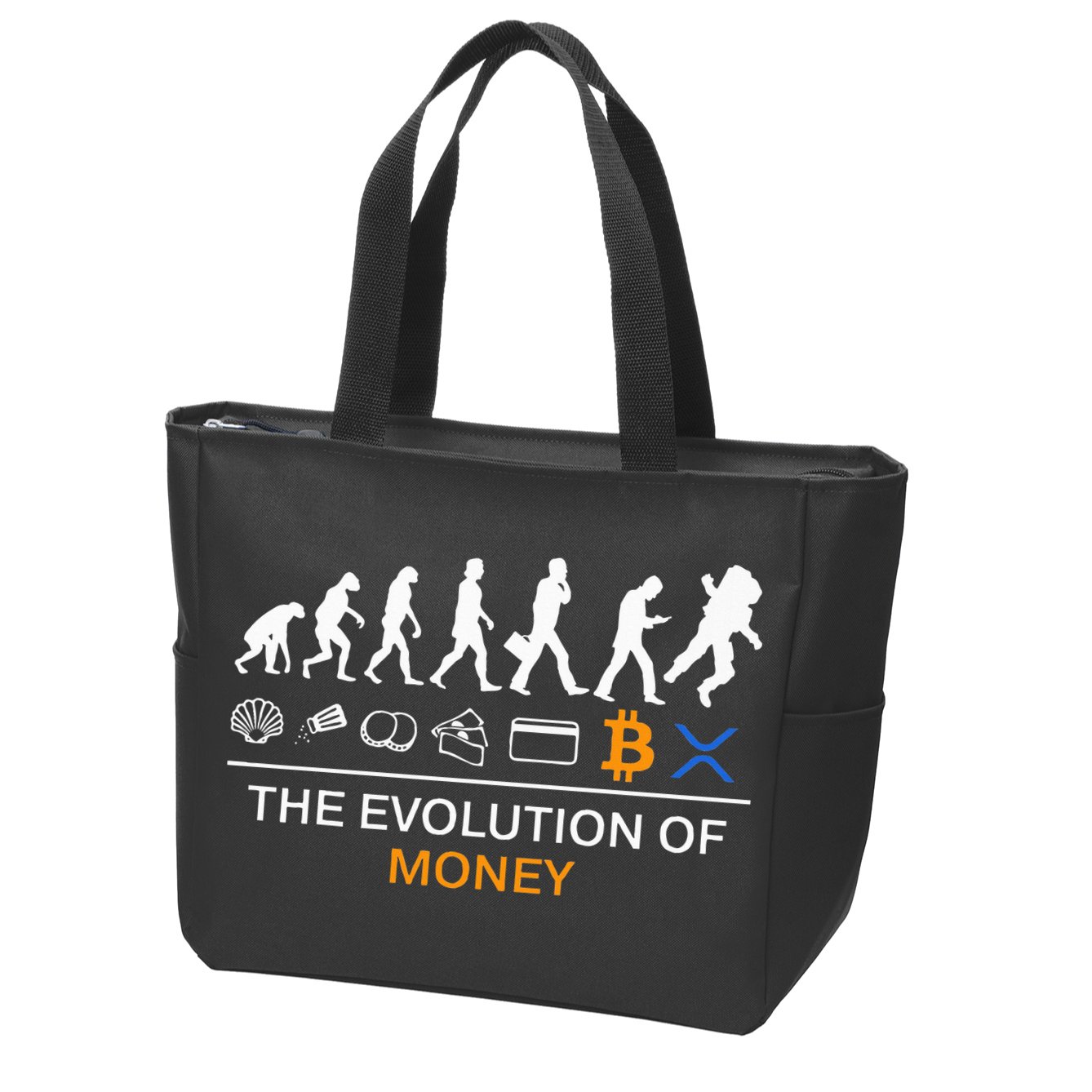 The Evolution Of Money Funny Bitcoin Ripple Xrp To The Moon Zip Tote Bag