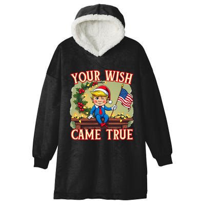 Trump Elf On Mantle Shelf Your Wish Came True Christmas Hooded Wearable Blanket