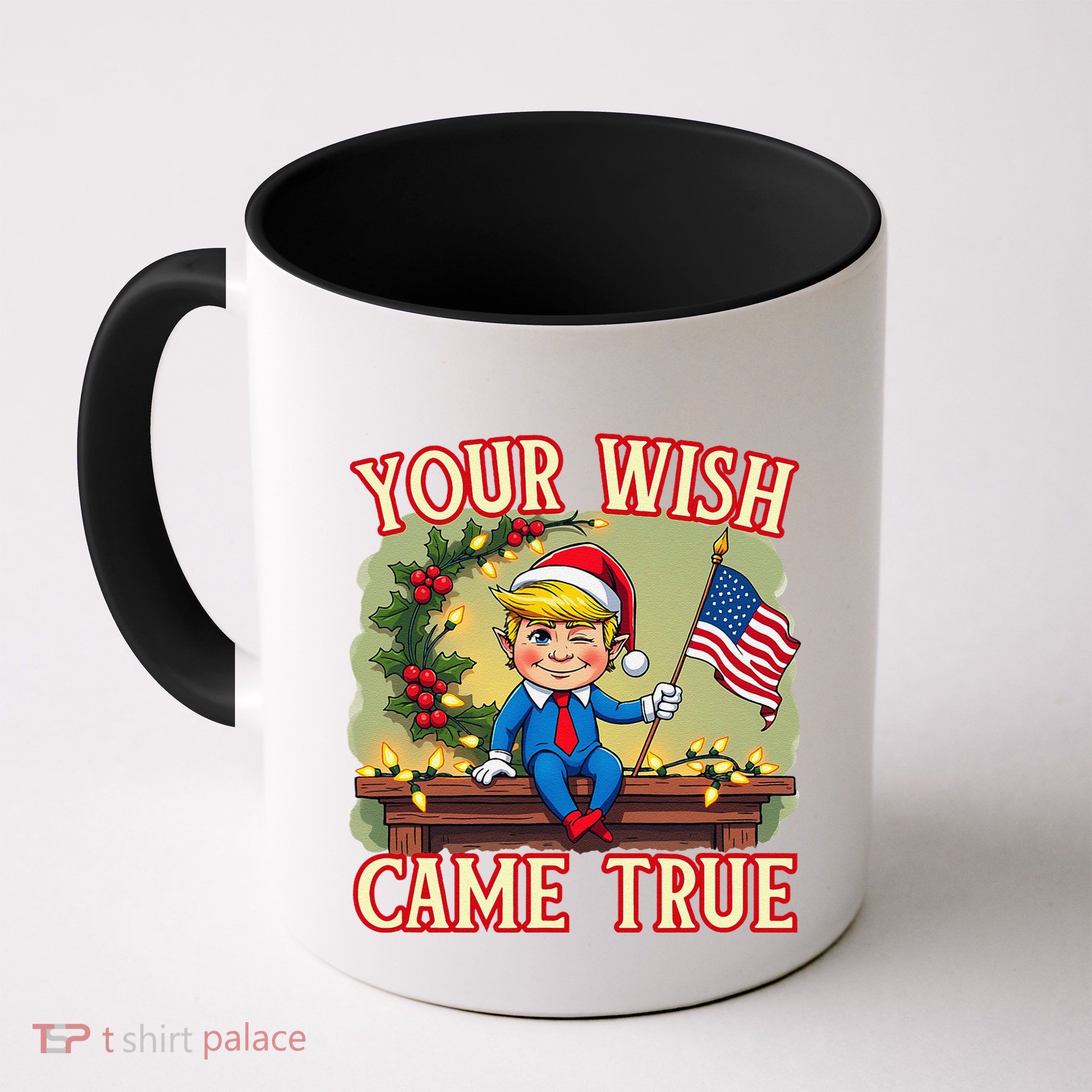 Trump Elf On Mantle Shelf Your Wish Came True Christmas Mug
