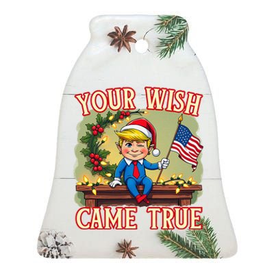 Trump Elf On Mantle Shelf Your Wish Came True Christmas Ceramic Bell Ornament