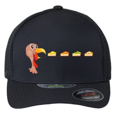 Turkey Eating Pumpkin Pie Pecan Funny Thanksgiving Gifts Flexfit Unipanel Trucker Cap