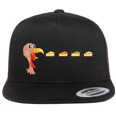 Turkey Eating Pumpkin Pie Pecan Funny Thanksgiving Gifts Flatbill Hat