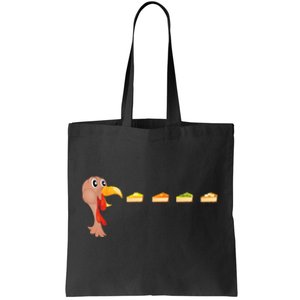 Turkey Eating Pumpkin Pie Pecan Funny Thanksgiving Gifts Tote Bag