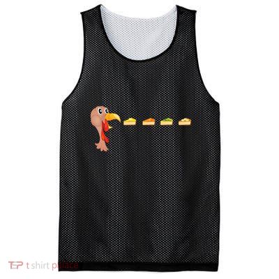 Turkey Eating Pumpkin Pie Pecan Funny Thanksgiving Gifts Mesh Reversible Basketball Jersey Tank