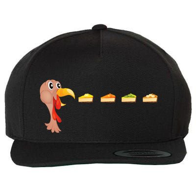 Turkey Eating Pumpkin Pie Pecan Funny Thanksgiving Gifts Wool Snapback Cap