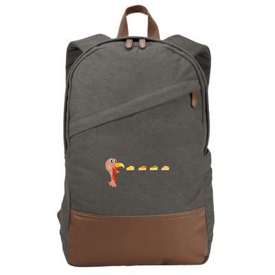 Turkey Eating Pumpkin Pie Pecan Funny Thanksgiving Gifts Cotton Canvas Backpack