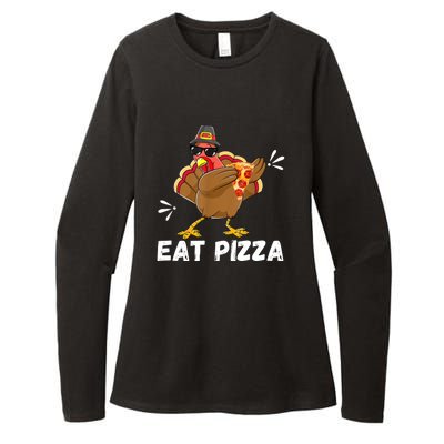 Turkey Eat Pizza Adult Vegan Kids Funny Thanksgiving Womens CVC Long Sleeve Shirt