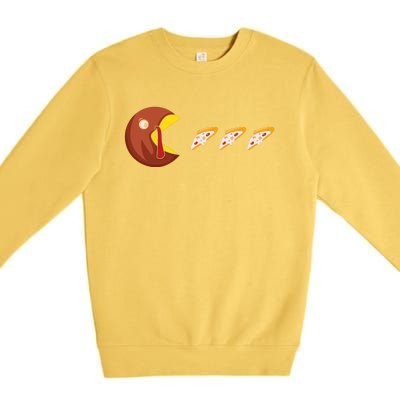 Turkey Eat Pizza Happy Thanksgiving Premium Crewneck Sweatshirt