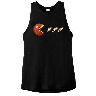 Turkey Eat Pizza Happy Thanksgiving Ladies PosiCharge Tri-Blend Wicking Tank