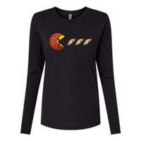 Turkey Eat Pizza Happy Thanksgiving Womens Cotton Relaxed Long Sleeve T-Shirt