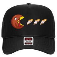 Turkey Eat Pizza Happy Thanksgiving High Crown Mesh Back Trucker Hat