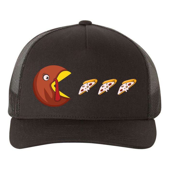 Turkey Eat Pizza Happy Thanksgiving Yupoong Adult 5-Panel Trucker Hat