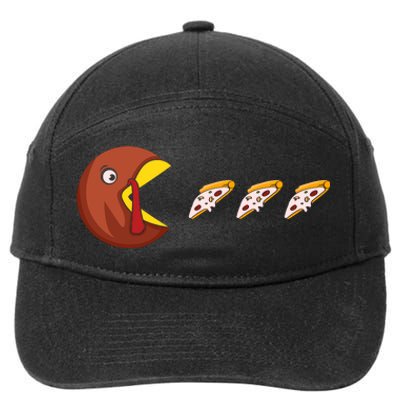 Turkey Eat Pizza Happy Thanksgiving 7-Panel Snapback Hat