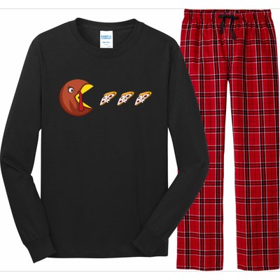 Turkey Eat Pizza Happy Thanksgiving Long Sleeve Pajama Set