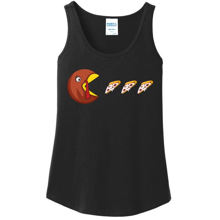 Turkey Eat Pizza Happy Thanksgiving Ladies Essential Tank