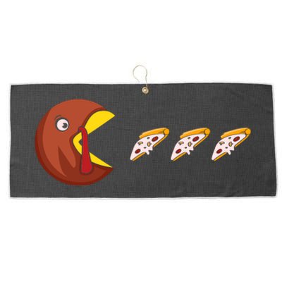 Turkey Eat Pizza Happy Thanksgiving Large Microfiber Waffle Golf Towel