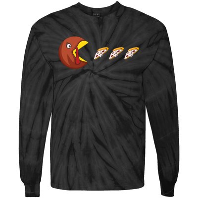 Turkey Eat Pizza Happy Thanksgiving Tie-Dye Long Sleeve Shirt