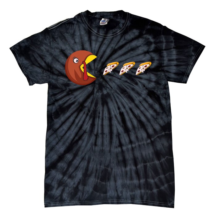 Turkey Eat Pizza Happy Thanksgiving Tie-Dye T-Shirt