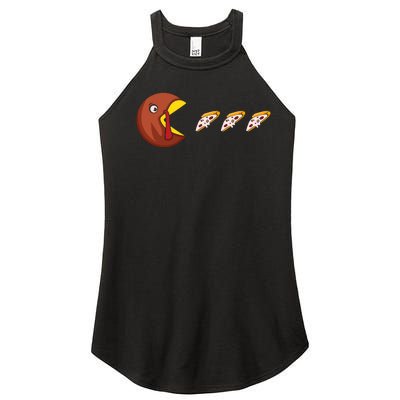 Turkey Eat Pizza Happy Thanksgiving Women's Perfect Tri Rocker Tank