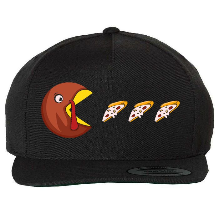 Turkey Eat Pizza Happy Thanksgiving Wool Snapback Cap