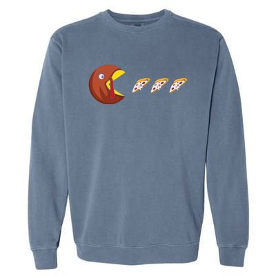 Turkey Eat Pizza Happy Thanksgiving Garment-Dyed Sweatshirt