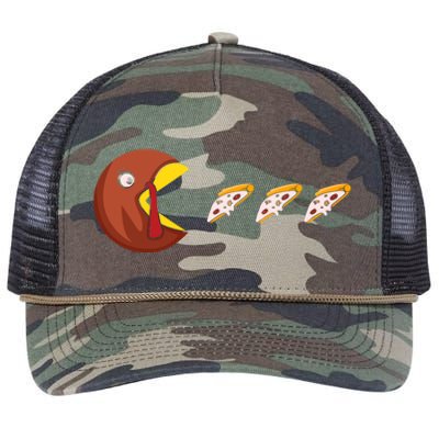 Turkey Eat Pizza Happy Thanksgiving Retro Rope Trucker Hat Cap