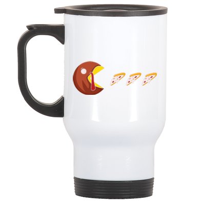 Turkey Eat Pizza Happy Thanksgiving Stainless Steel Travel Mug