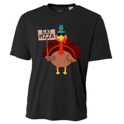 Turkey Eat Pizza Vegan Funny Thanksgiving Gifts Cooling Performance Crew T-Shirt