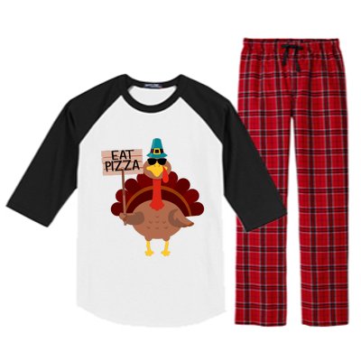 Turkey Eat Pizza Vegan Funny Thanksgiving Gifts Raglan Sleeve Pajama Set