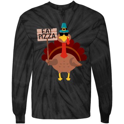 Turkey Eat Pizza Vegan Funny Thanksgiving Gifts Tie-Dye Long Sleeve Shirt