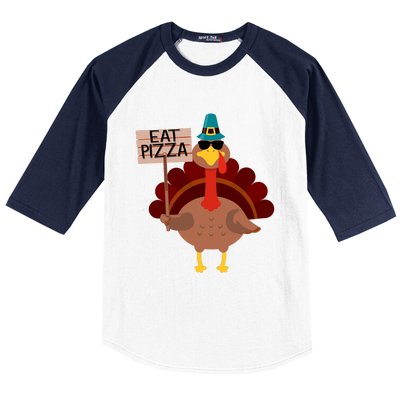 Turkey Eat Pizza Vegan Funny Thanksgiving Gifts Baseball Sleeve Shirt