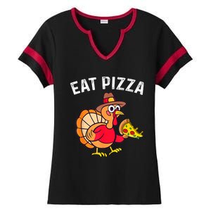 Turkey Eat Pizza Vegan Funny Thanksgiving Gifts Ladies Halftime Notch Neck Tee