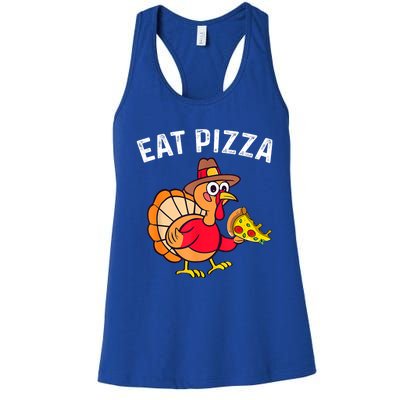 Turkey Eat Pizza Vegan Funny Thanksgiving Gifts Women's Racerback Tank