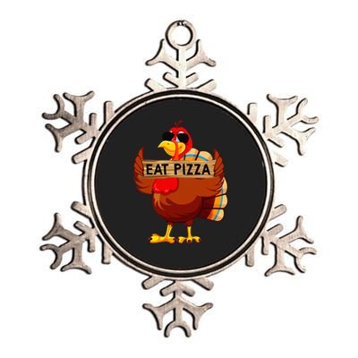 Turkey Eat Pizza Adult Vegan Funny Thanksgiving Gifts Metallic Star Ornament