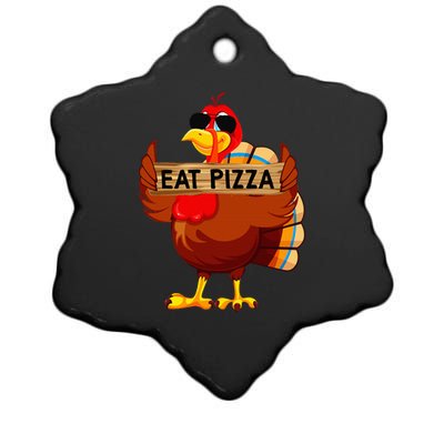 Turkey Eat Pizza Adult Vegan Funny Thanksgiving Gifts Ceramic Star Ornament