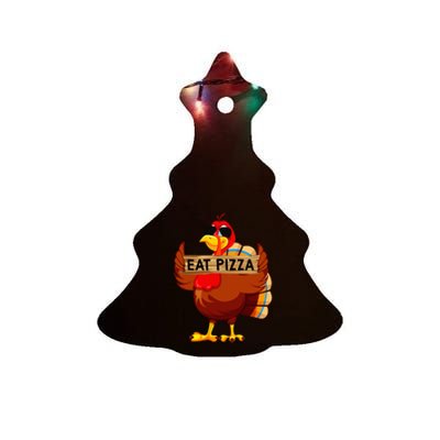 Turkey Eat Pizza Adult Vegan Funny Thanksgiving Gifts Ceramic Tree Ornament