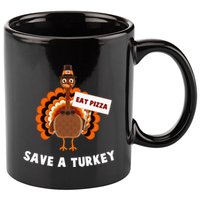 Turkey Eat Pizza Funny Thanksgiving 11oz C Handle Ceramic Mug