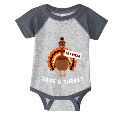 Turkey Eat Pizza Funny Thanksgiving Infant Baby Jersey Bodysuit