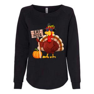 Turkey Eat Pizza Vegan Funny Thanksgiving Womens California Wash Sweatshirt