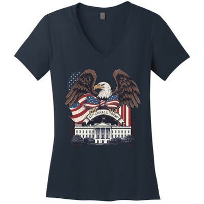 Trumpwon2024 Election President 47th American Flag Women's V-Neck T-Shirt